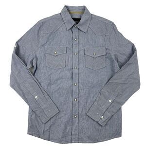 Level Eight Men’s Premium Blue Western Pearl Snap Button Shirt Sz M 100% Cotton